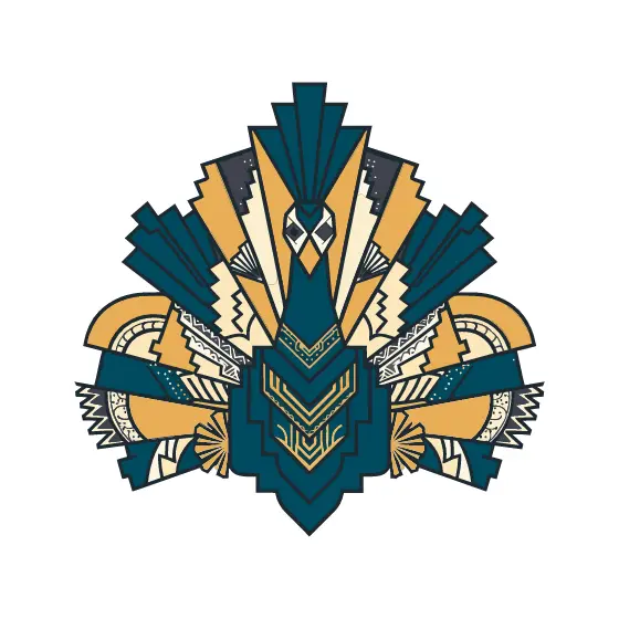 Art Deco Peacock With Fanned Tail