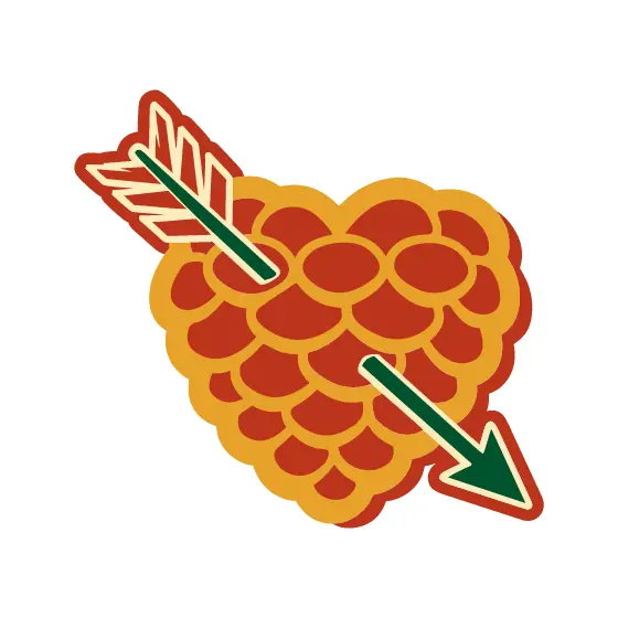 Red Pine Cone Heart With Green Arrow
