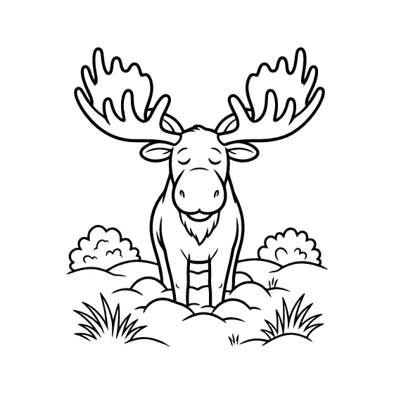 Sleepy Moose With Spread Antlers