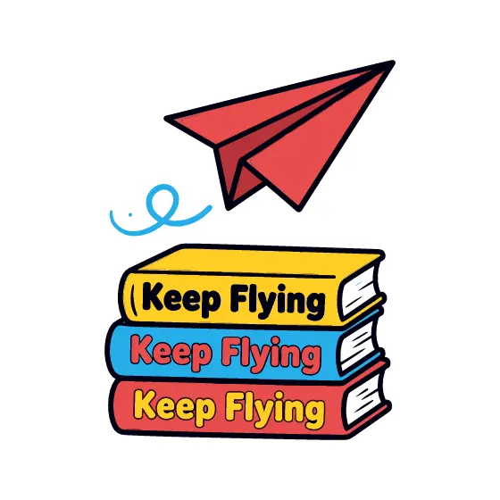 Paper Airplane Over Keep Flying Books