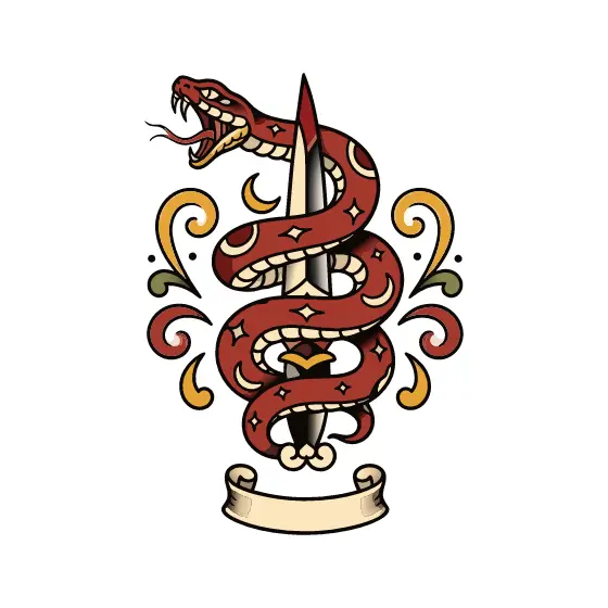 Red Serpent Coiled Around Blade