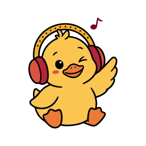 Winking Duck Dancing With Headphones