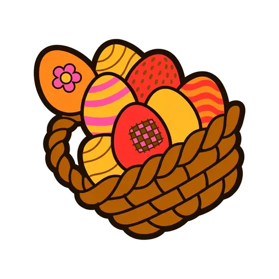 Retro Egg Basket Sticker with Daisy