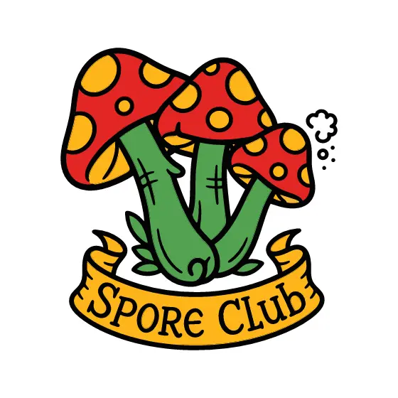 Three Mushrooms With Spore Club Banner