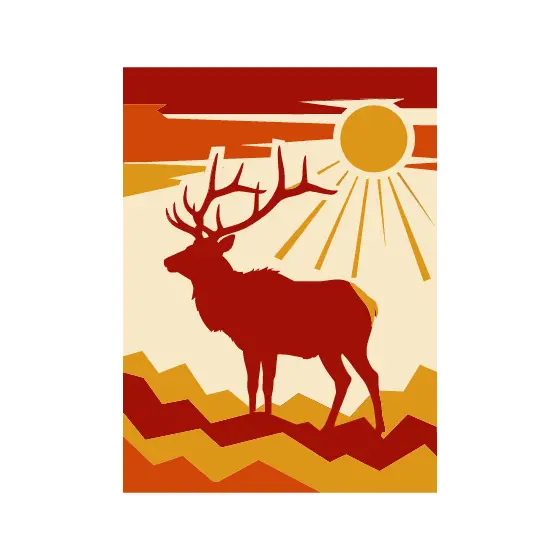 Elk Silhouette With Radiating Sunrise