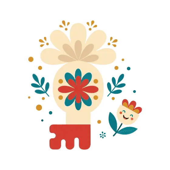 Folk Key With Smiling Flower