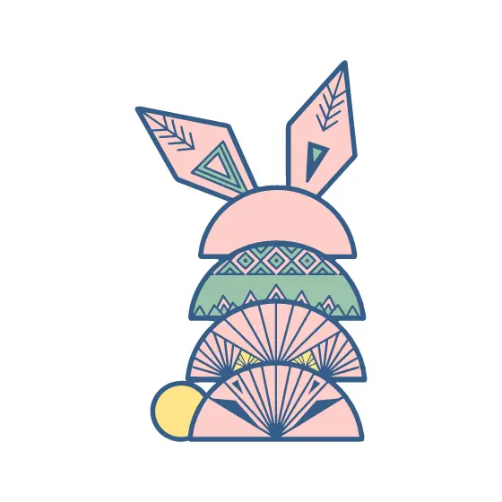 Blush Rabbit With Fan Pattern Bands
