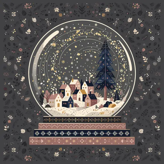 Snow Globe Village With Gold Flakes
