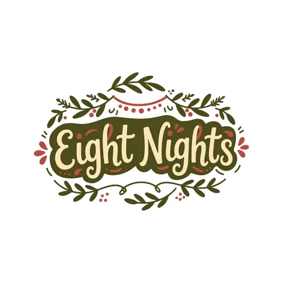 Eight Nights Banner on Olive Badge
