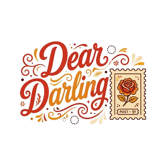 Red Dear Darling Script With Side Stamp