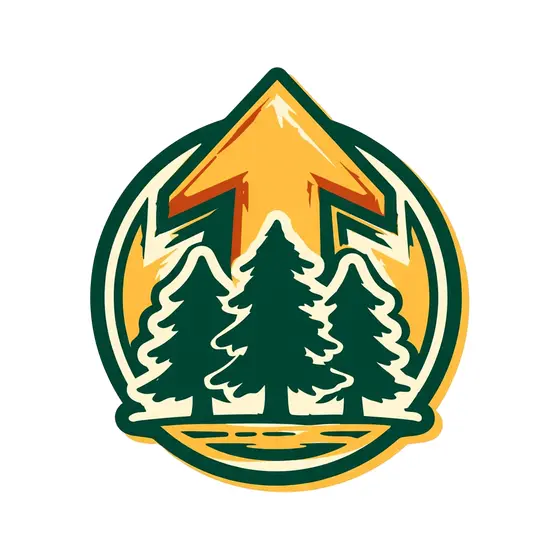Arrow and Pines in Round Badge