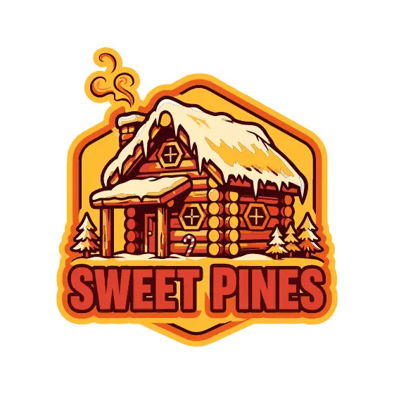 Hexagonal Snowy Log Cabin Emblem