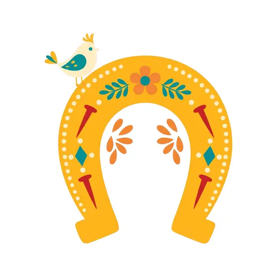 Cream Bird Horseshoe With Orange Petals