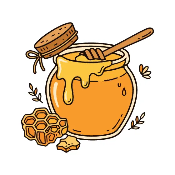 Honey Jar With Cloth Lid and Comb
