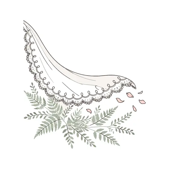 Lace Bridal Train Over Sage Ferns
