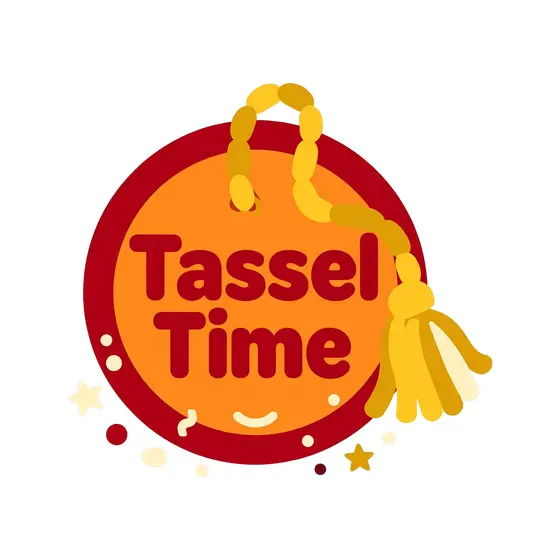Orange Tassel Time Badge With Gold Tassel
