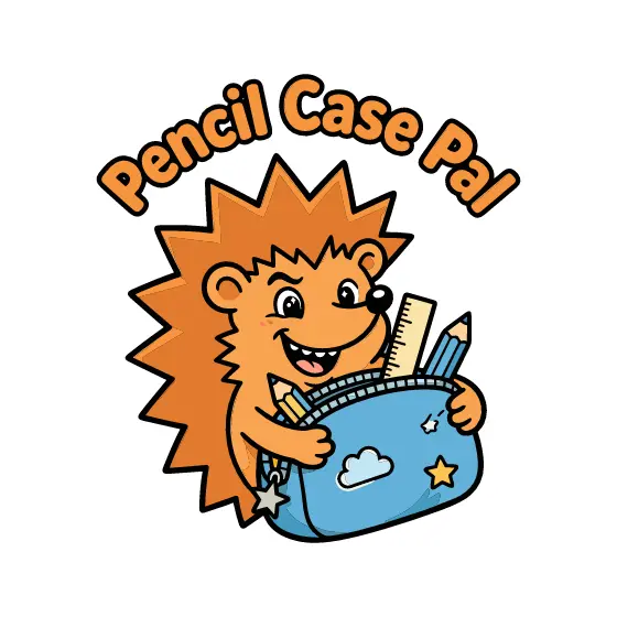 Orange Hedgehog Hugging Blue Pencil Case