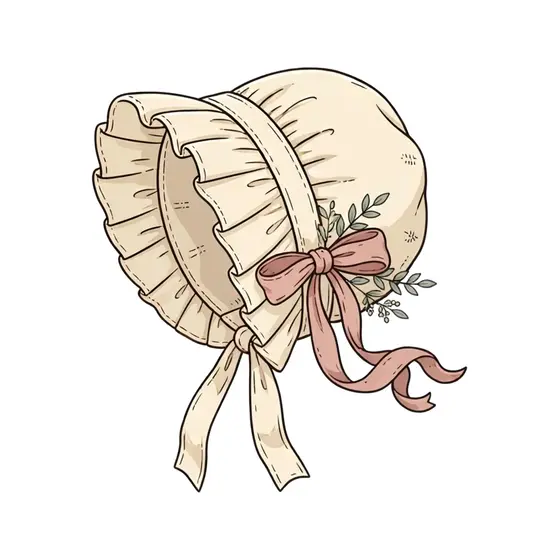 Ruffled Cream Bonnet With Bow