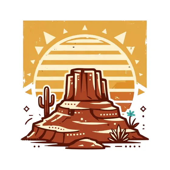Striped Sun Behind Mesa