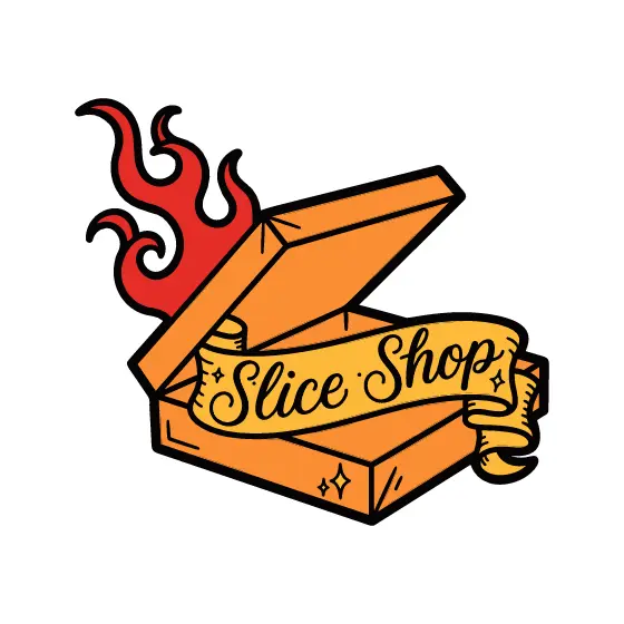 Open Pizza Box With Flame And Banner