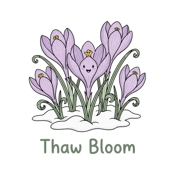 Smiling Crocus Cluster With Thaw Bloom Label