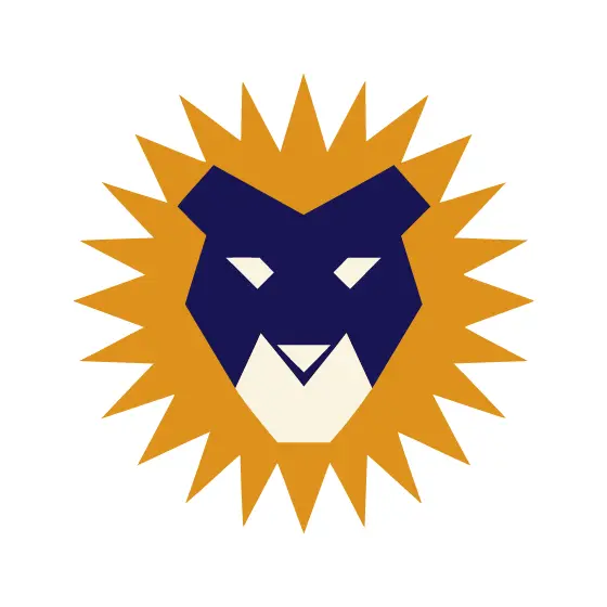 Gold Starburst Lion Face Crest