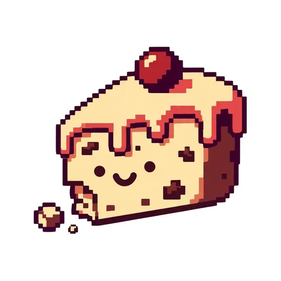 Cherry Topped Pixel Fruitcake Slice