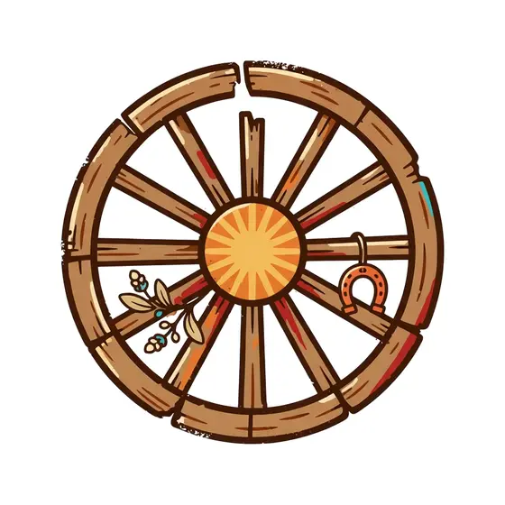 Wagon Wheel With Sage Sprig Accent