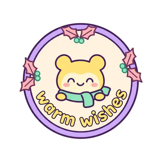 Round Badge With Yellow Bear In Scarf