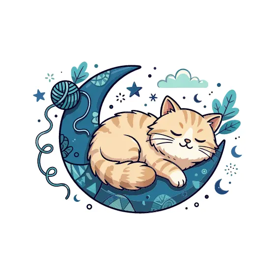 Tabby Cat Napping With Yarn Trail
