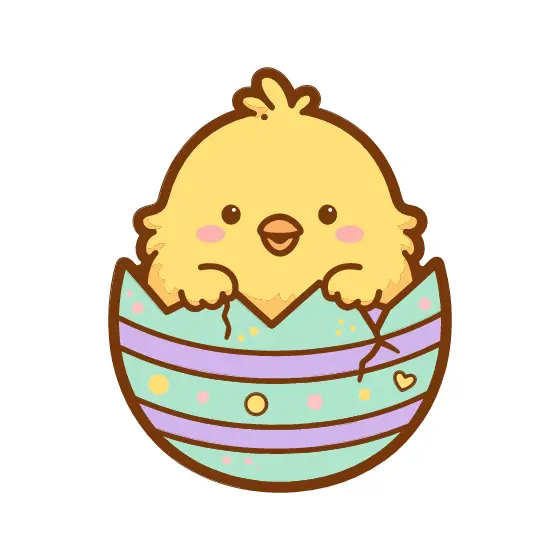 Chick in Mint Striped Egg