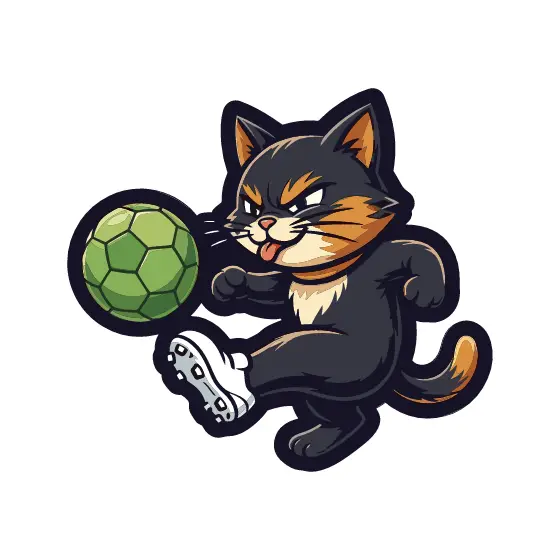 Black Cat Soccer Kick With Tongue Out