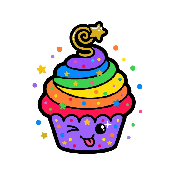 Winking Rainbow Cupcake with Star Topper