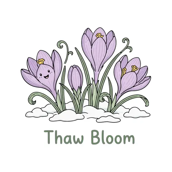 Crocus Trio With Playful Smiling Bloom