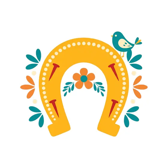 Mustard Horseshoe With Teal Bird