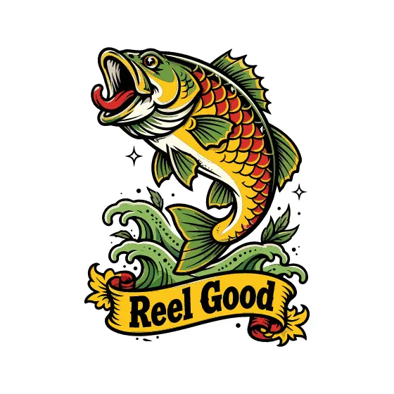Open-Mouthed Bass On Yellow Banner
