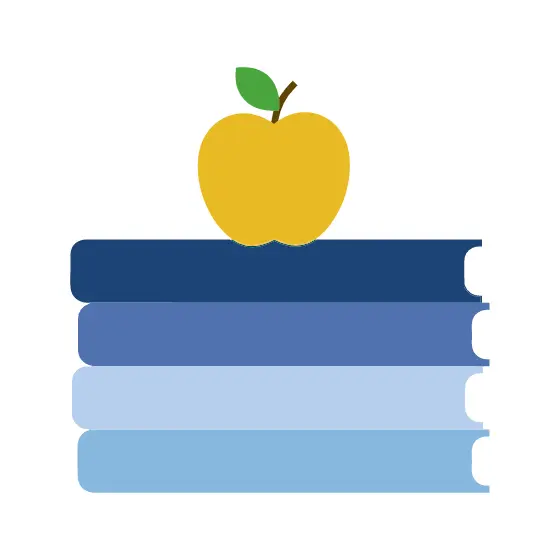 Yellow Apple on Stack of Blue Books