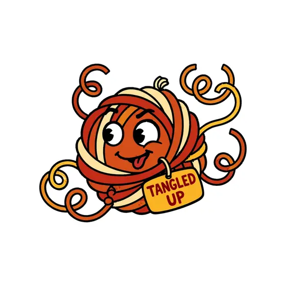 Yarn Ball Tongue Out Tangled Tag