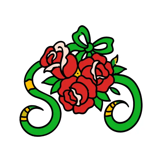 Rose Bouquet With Bow and Swirl Ribbons