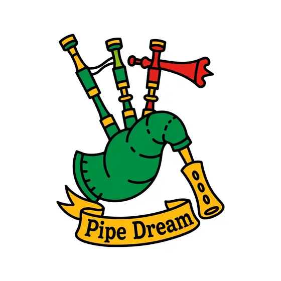 Green Bagpipes With Yellow Banner