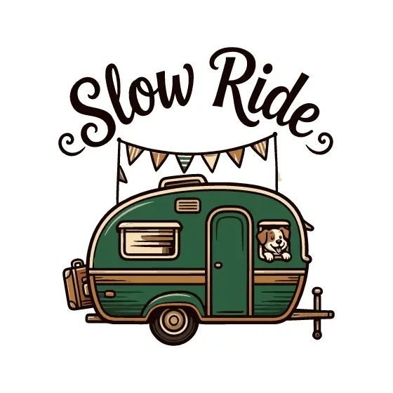 Slow Ride Green Camper With Pennants