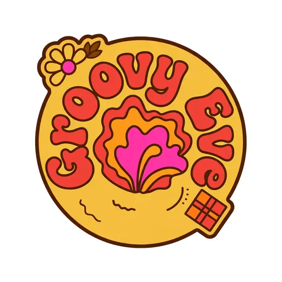 Groovy Eve Sticker with Burst Center