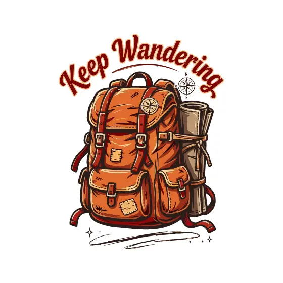 Orange Backpack With Rolled Mat