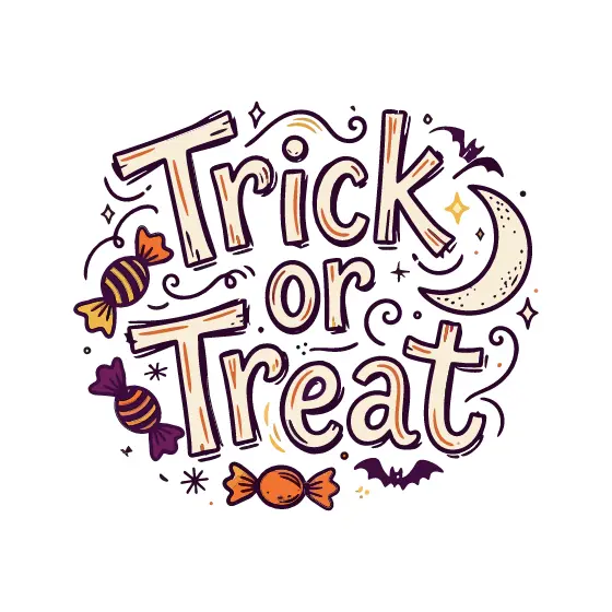 Trick or Treat Lettering With Bats