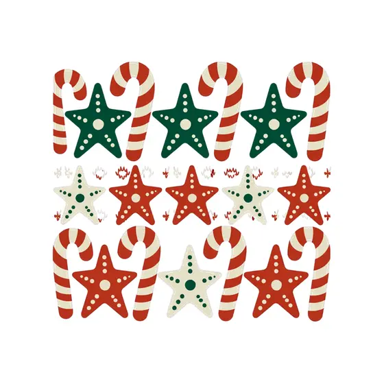 Candy Cane and Star Pattern Rows