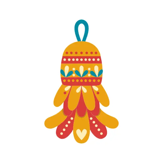 Mustard Tassel Ornament With Heart