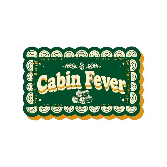 Cabin Fever Label With Logs