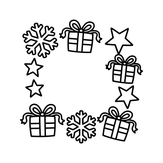 Compact Stars Snowflakes and Presents Frame