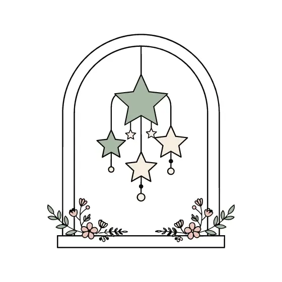 Arched Window With Sage Star Mobile