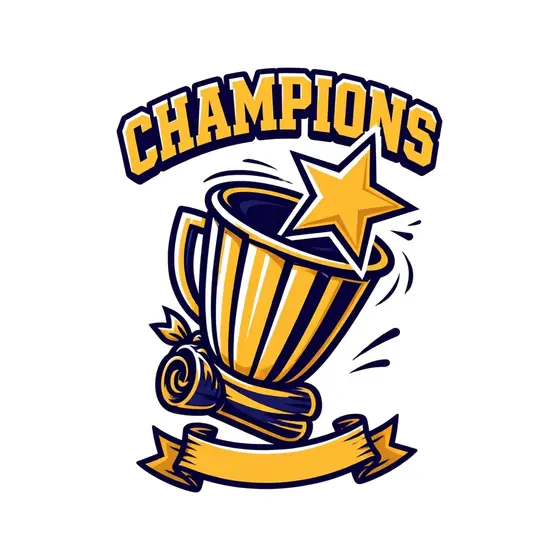Gold Trophy With Star and Navy Stripes